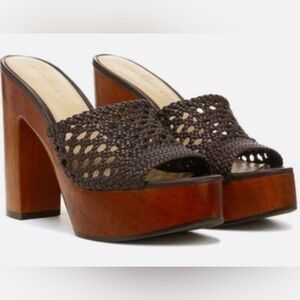 NWOT Veronica Beard Guadalupe Braided Leather Platform Sandals | Size US 8.5